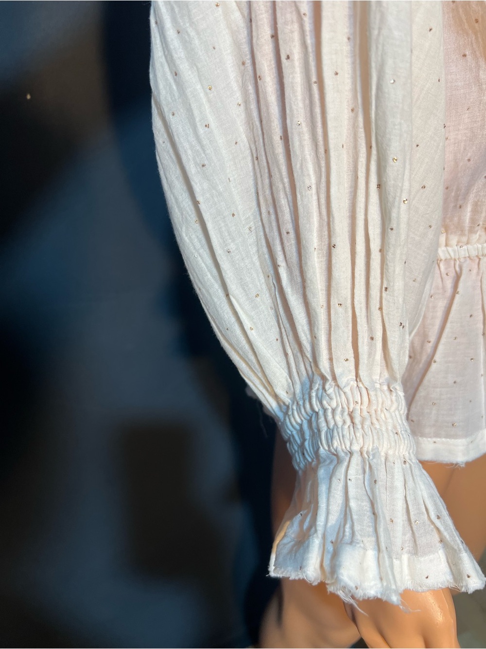 Free People Cream Lace Yoke Peplum Wrap Blouse - Picture 7 of 9